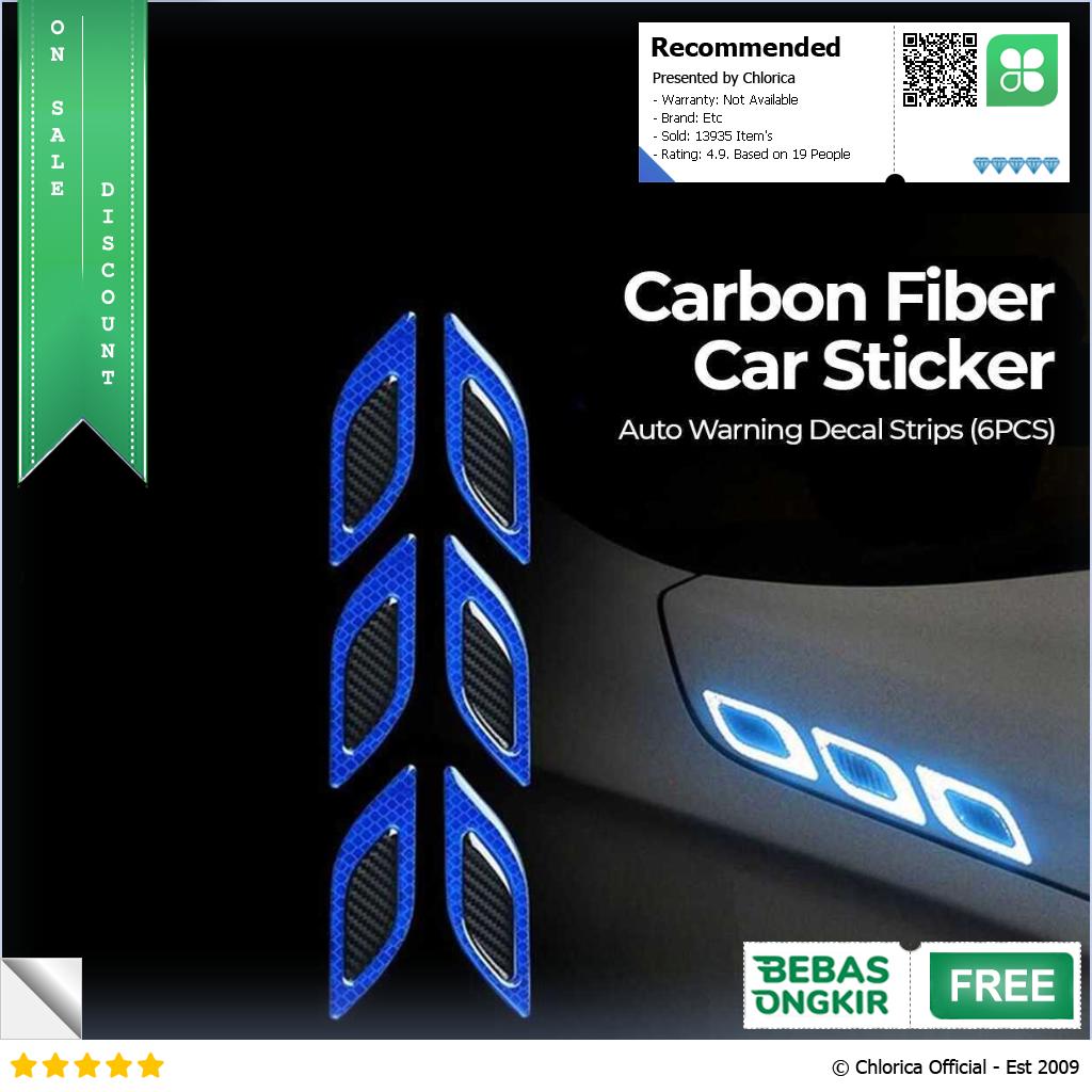 LARATH Carbon Fiber Car Sticker Auto Warning Decal Strips 6PCS 1183