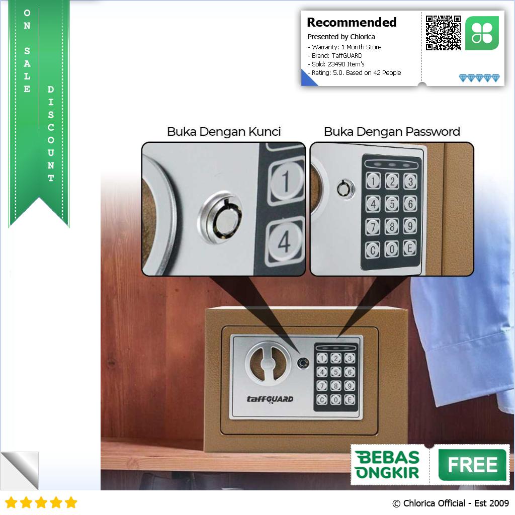 TaffGUARD Kotak Brankas Hotel Mini Password Safe Deposit Box 4.6L 17E