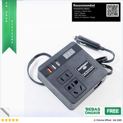 Taffware Car Power Inverter Konverter USB Charging 12 24V 100W EA851