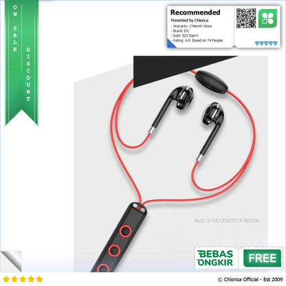 Earphone Bluetooth V5.1 EDR Sports with Magnetic Neckband BT313