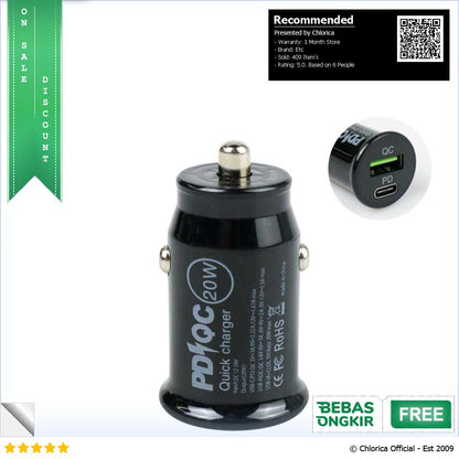 KUULAA Car Charger Mobil USB 2 Port USB Type C PD 3A QC3.0 20W A318