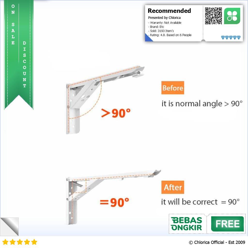 XIDA Bracket Siku Rak Dinding Penyangga Stainless Steel 60kg 2 PCS NED 6112