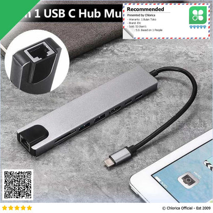 AMMTO USB Hub Type C 8 in 1 RJ45 HDMI 4K Display Fast Charge Adaptor K1