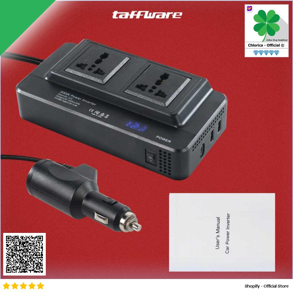 Taffware Car Power Inverter DC 12V to AC 220V 200W 3 USB Port 8300 2