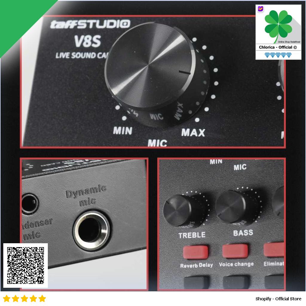 TaffSTUDIO Bluetooth Audio USB External Soundcard Live Broadcast Mic V8S