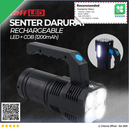 TaffLED Senter Darurat Flashlight Rechargeable LED and COB 1200mAh SL16