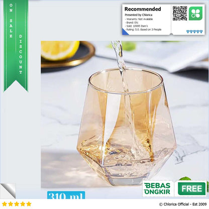 GLASSWARE Gelas Minuman Diamond Crystal Borosilicate Glass 310 ml GW107