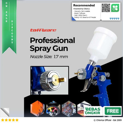 Taffware Professional Spray Gun Nozzle HVLP Airbrush 125ml H 2000A 827P