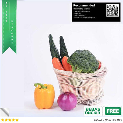 BAGGU Tas Belanja Lipat Vegetable and Fruit Cotton Mesh Bag BG1