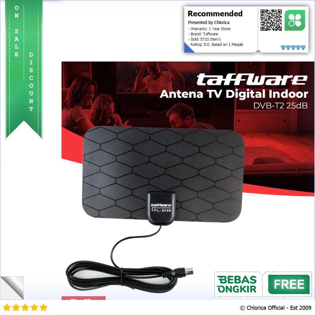 Taffware Antena TV Digital Indoor DVB T2 25dB Grid Pattern Jack Male TFL D139