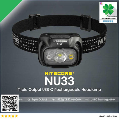 NITECORE Headlamp LED Senter Kepala Triple Output IP66 2000mAh 700lm NU33