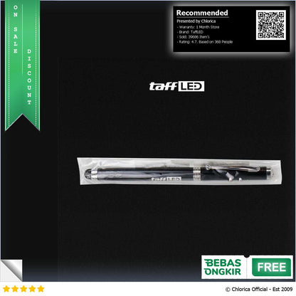 TaffLED Pulpen 4 in 1 Senter Laser Pointer Pen dan Stylus Tinta Hitam T0054