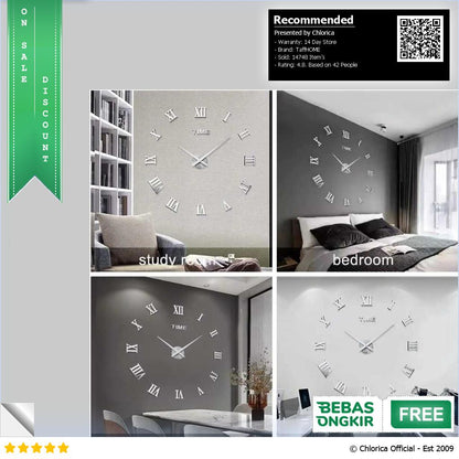 TaffHOME Jam Dinding Besar DIY Giant Clock Quartz 90 100cm DIY 106