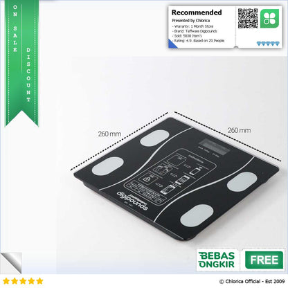 Taffware Digipounds Timbangan Badan Bluetooth Digital Scale 180kg SH Y01