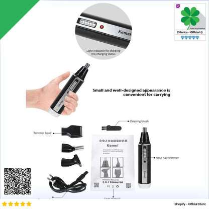 Kemei Alat Cukur Elektrik 4 in 1 Nose Ear Eyebrow Trimmer KM 6630