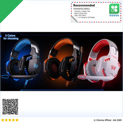 Kotion Each Gaming Headset Super Bass with LED Light G2000