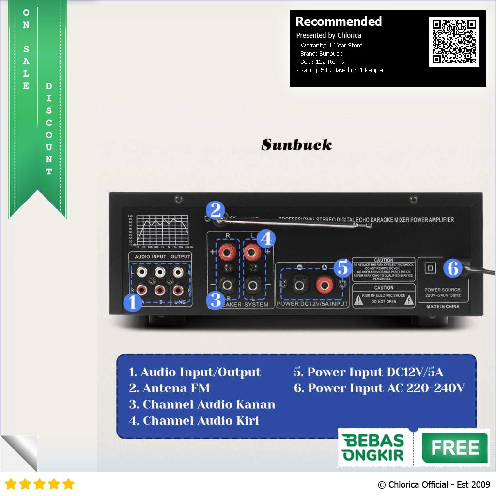 Sunbuck Audio Amplifier Bluetooth EQ Karaoke FM 2000W AV 326Z PLUS