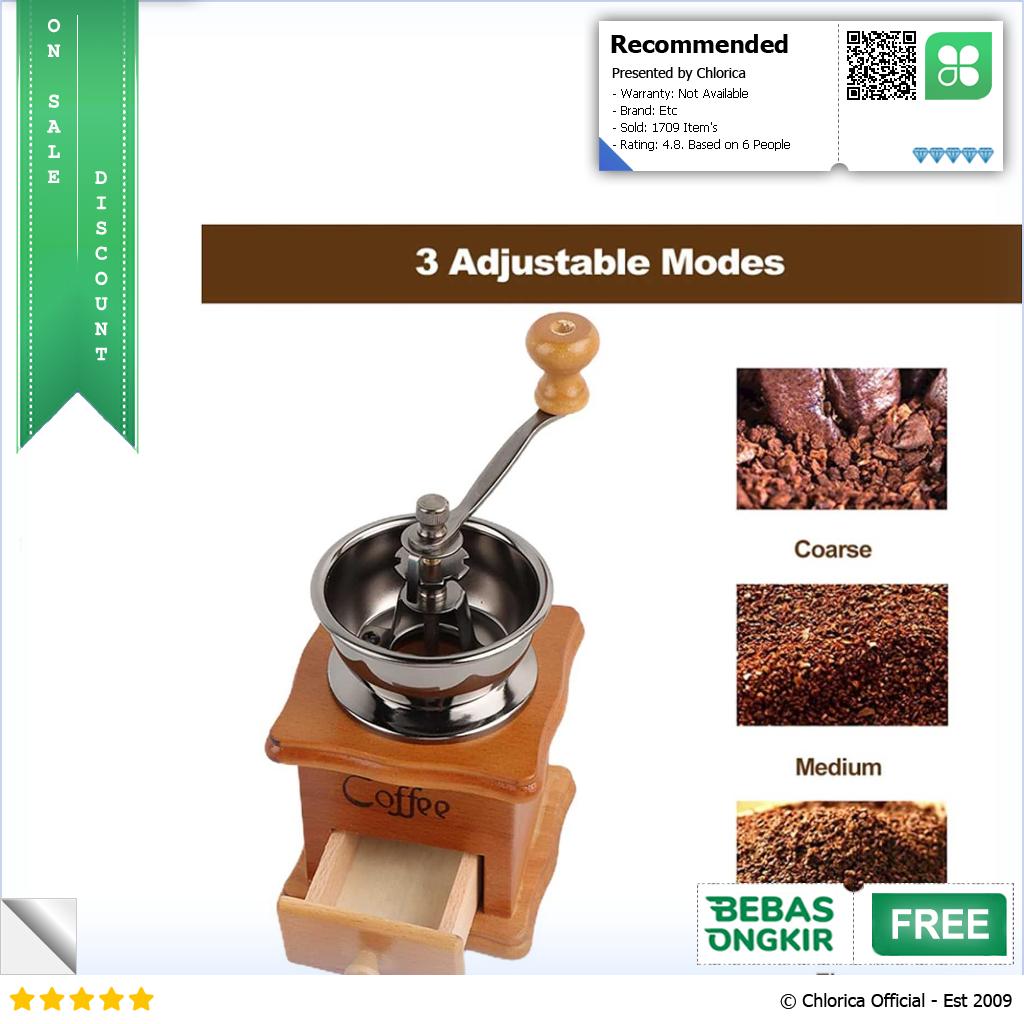 Mrosaa Alat Penggiling Kopi Manual Coffee Grinder Wood Adjustable 16290