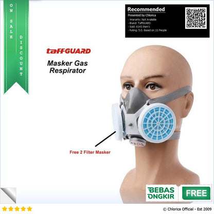 TaffGUARD Masker Gas Respirator Half Face with Activated Carbon Filter 8006