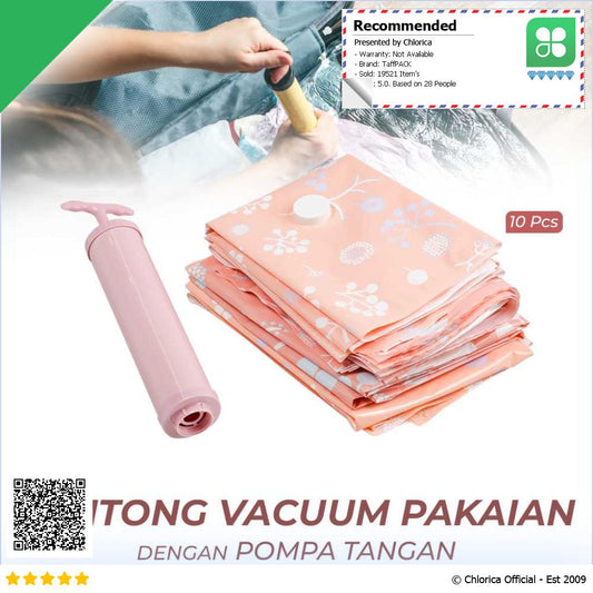 TaffPACK Kantong Vacuum Pakaian Plastic Storage 10 PCS with Hand Pump SN09109