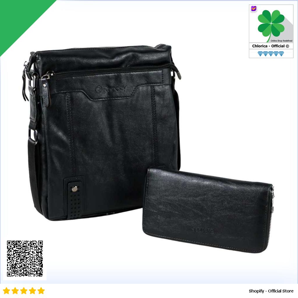 Rhodey Tas Selempang Pria Messenger Bag PU Leather dengan Dompet 15036