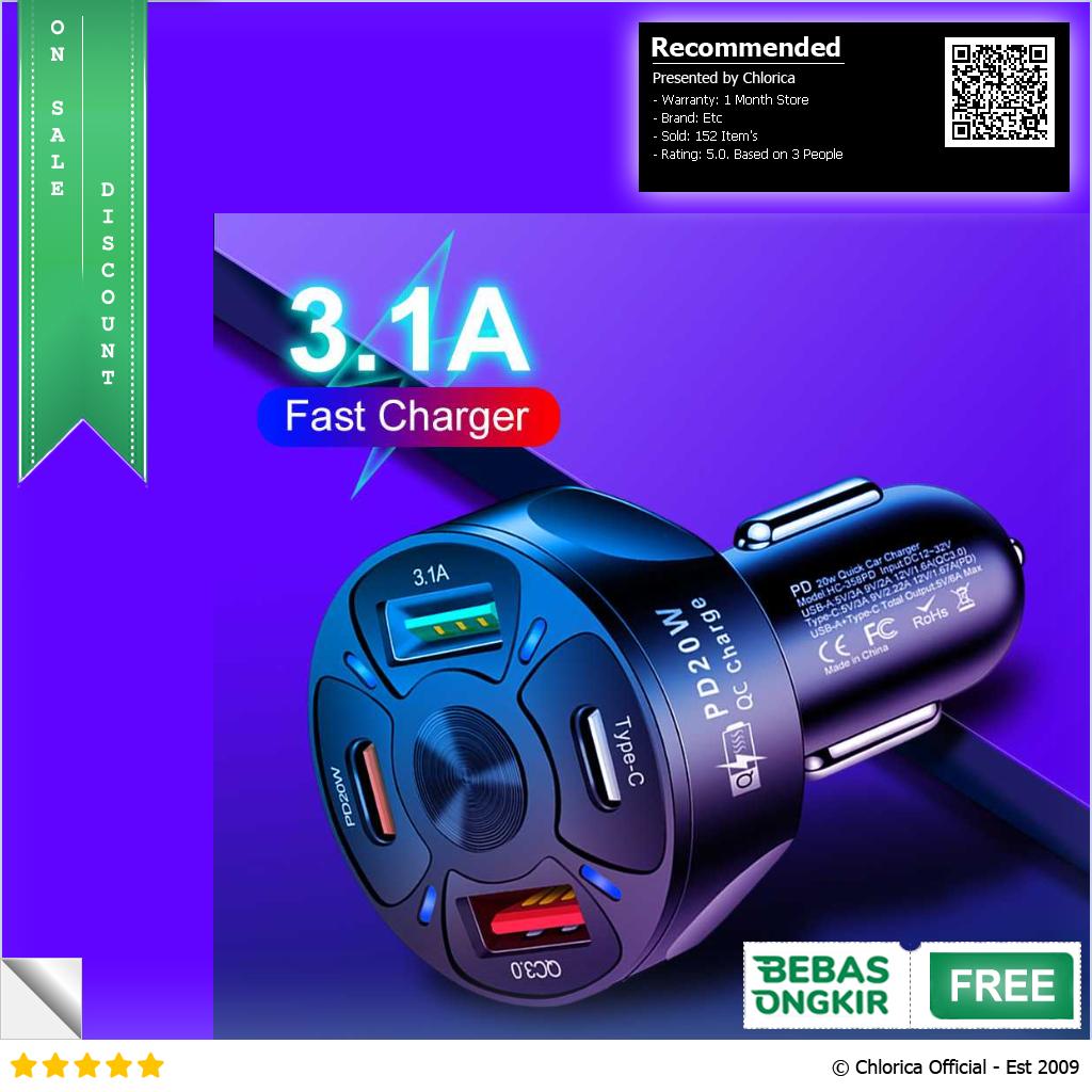 KIFIDAN Car Charger Mobil USB Type C Quick Charging 4 Port 20W KF20