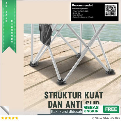 LAKIKA Kursi Lipat Outdoor Mancing Camping Foldable Chair with Pocket LK4