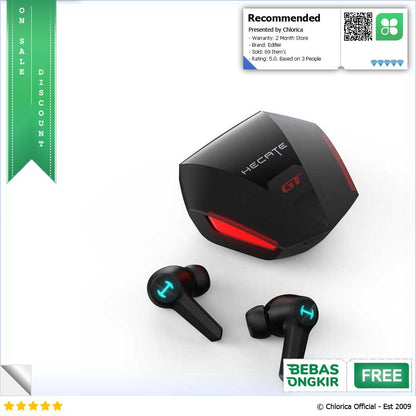 Edifier TWS Gaming Earphone Bluetooth 5.2 IP55 400mAh GT4