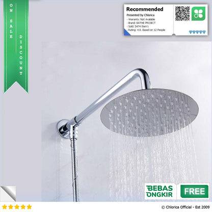 BATHE PROJECT Kepala Head Shower Mandi Rainfall Stainless Steel Round Cosmo 200