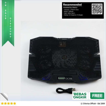 Taffware FAN Cooling Pad Laptop 5 Kipas Pendingin 1400RPM 1215.6 Inch K5