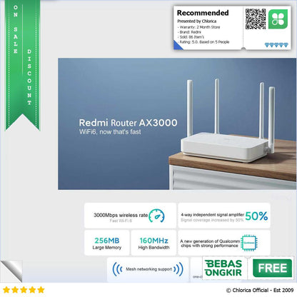 Redmi Router WiFI 6 Gigabit Dual Band WiFi 2.4 5.0GHz AX3000