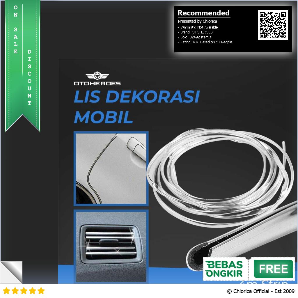 OTOHEROES Lis Dekorasi Interior Mobil Moulding Chrome Trim Strip 4 M C3578