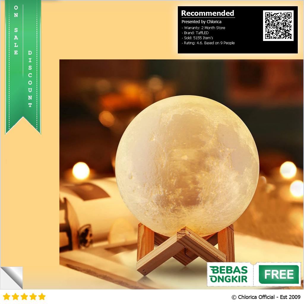 TaffLED Lampu Tidur Bulan 3D Moon Night Light Lamp Rechargeable 3DPML