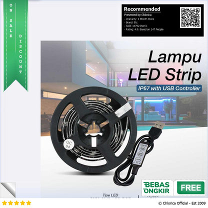 MALITAI Lampu LED Strip Flexible 5050 RGB IP67 with USB Controller SMD2835