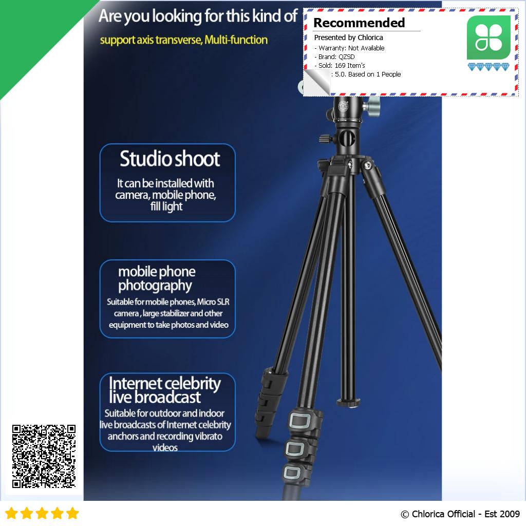 QZSD Tripod Kamera DSLR Lightweight Pan Head Horizontal Mount 1.54M Q 202F