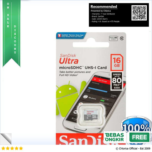 SanDisk Ultra microSDHC UHS I Class 10 80MB s SDSQUNS