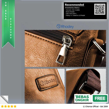 Rhodey Tas Selempang Bisnis Pria Elegant Messenger Bag PU Leather 9906