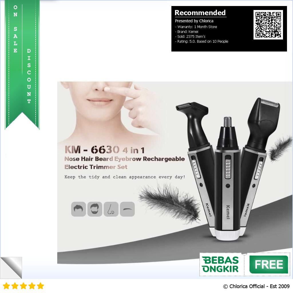 Kemei Alat Cukur Elektrik 4 in 1 Nose Ear Eyebrow Trimmer KM 6630