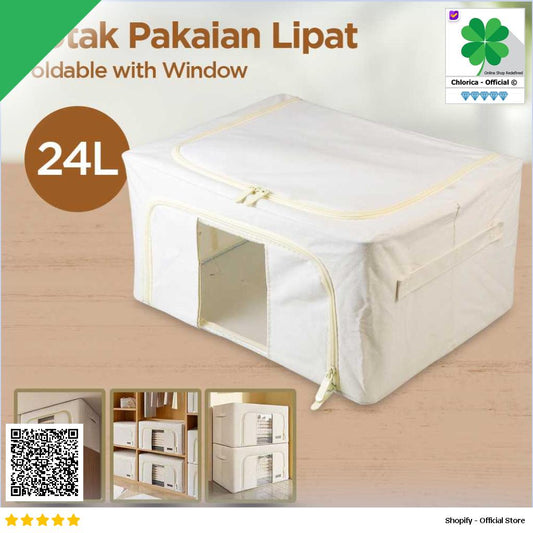 Joybos Kotak Pakaian Lipat Organizer Box Foldable 24L with Window JB 24L