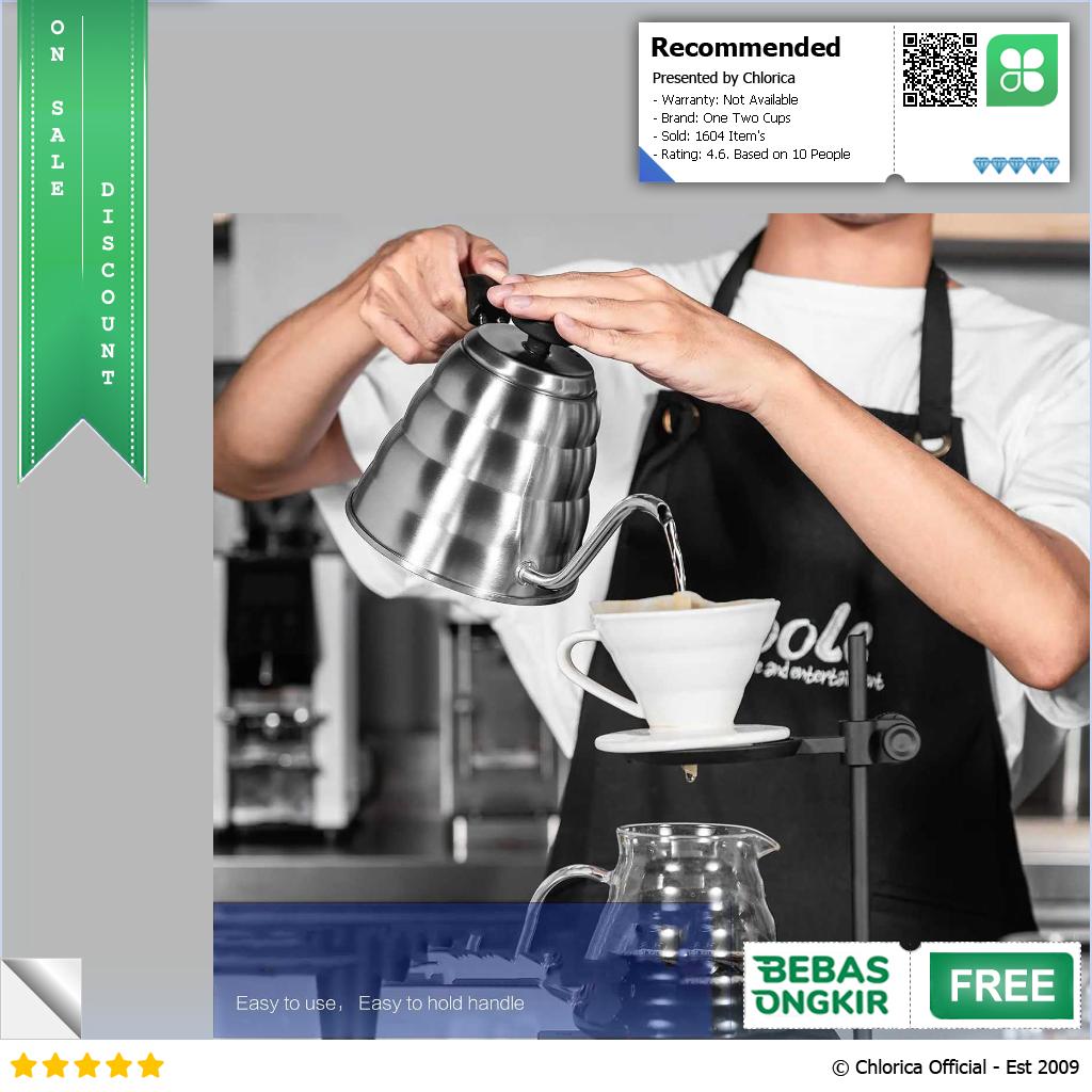 One Two Cups Teko Kopi Leher Angsa Pour Over Drip Kettle Thermometer KE4012