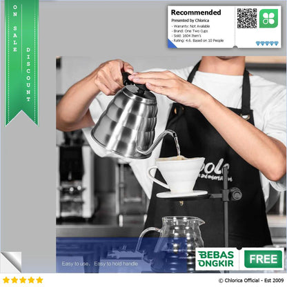 One Two Cups Teko Kopi Leher Angsa Pour Over Drip Kettle Thermometer KE4012