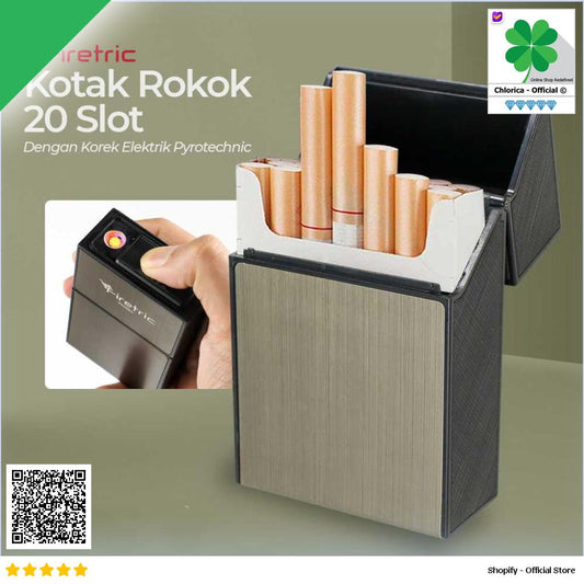 Firetric Kotak Rokok 20 Slot dengan Korek Elektrik Plasma YH093