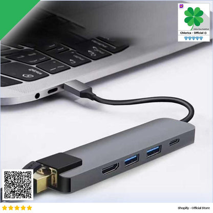 EDUP USB Type C Hub 5 in 1 LAN HDMI Pass Through Charging YC 206