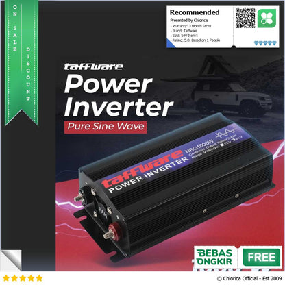 Taffware Power Inverter Mobil Pure Sine Wave DC 24 to AC 220V 1000W NBQ1000