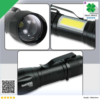 TaffLED Senter LED Mini Rechargeable Q5 dan COB 300 Lumens 7098