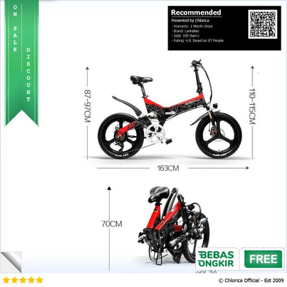 Lankeleisi Sepeda Listrik Lipat Folding Bike Smart Deluxe 48V 10.4Ah G650