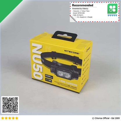 NITECORE Headlamp LED Senter Kepala Dual Light IP68 4000mAh 1400lm NU50