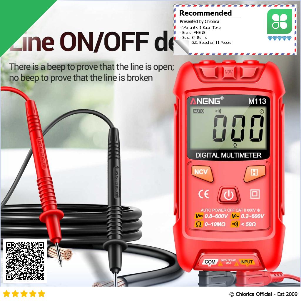 ANENG Digital Multimeter Portable NCV Non Contact 1999 Count 600V M113