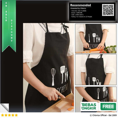 TaffHOME Celemek Masak Apron Dapur Model Kantong Pola Spatula JJ41