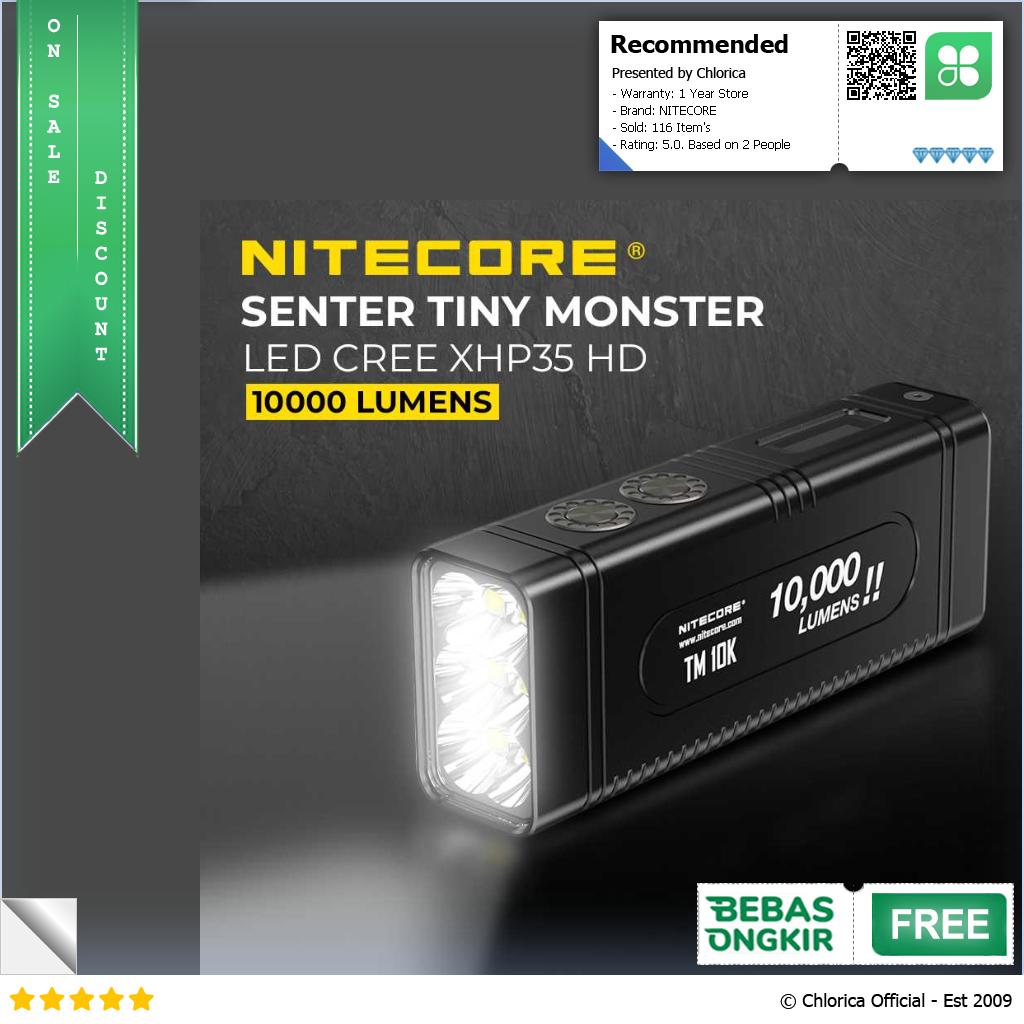 NITECORE Tiny Monster Senter LED CREE XHP35 HD 10000 Lumens TM10K